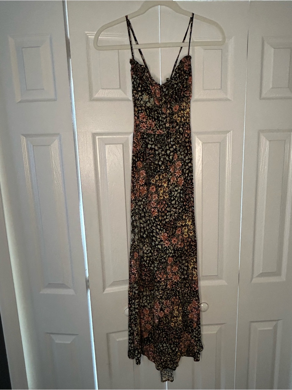 Dress Forum Black Floral Maxi Dress with Pink and Yellow Accents